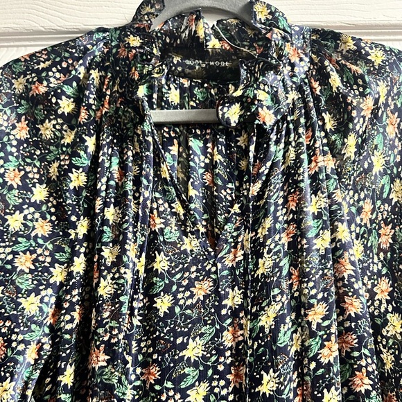 Code X Mode Maxi Dress Floral Peasant Long Sleeve Boho Tiered Chiffon Medium - Picture 4 of 8